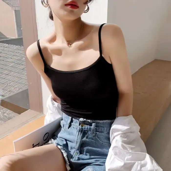 Été Sexy blanc noir débardeur femmes sans manches T-Shirt bas réservoirs sous-vêtements Simple solid