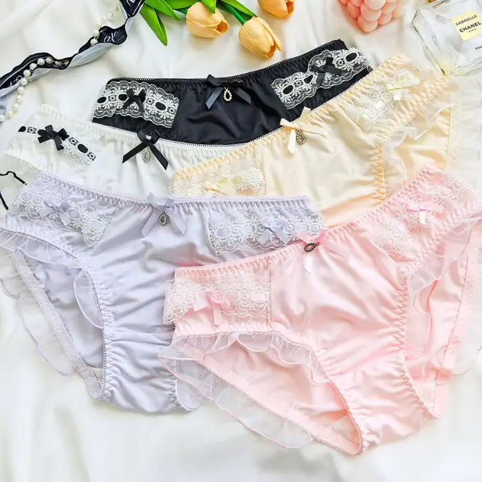 Culotte Douce Lait Soie Féerique Fleur Motif Volants Princesse Style Élégant Femme Occasions Spéciales