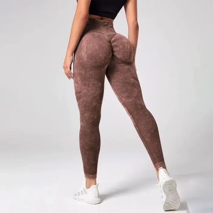 Joggingové legíny s viazaním na kontrolu brucha s tie-dye efektom
