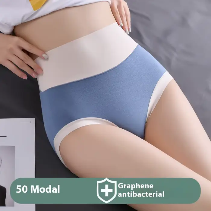 Dámske 6-dielna modálne vysoký pás brucho Tuck trojuholník Plus veľkosť pohodlné teen nohavice trojuholník nohavičky