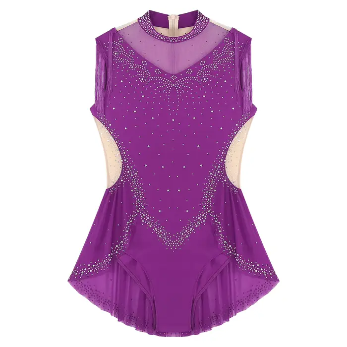Dámske krasokorčuľovanie body, Latin Tango, Salsa, Jazz, dancewear, trblietavé kamienky, splice, umelecký gymnastický trikot