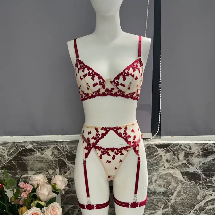 Ellolace spodná bielizeň z polyesteru a ľanu s geometrickou výšivkou pre sexy a zvodné ženy špeciálne príležitosti