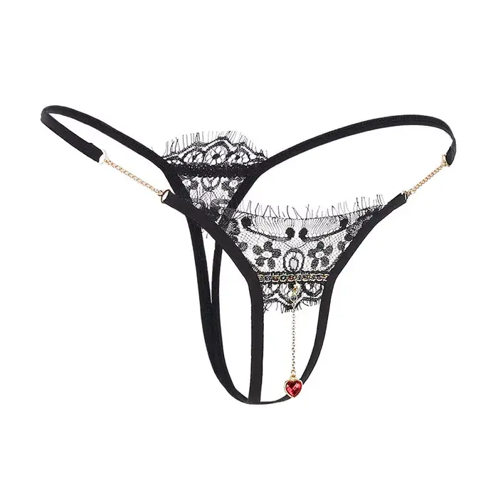 Entrejambe ouvert pendentif culottes femmes lingerie sexy sous-vêtements érotiques transparents dentelle perle string entrejambe culotte Gstring 2024