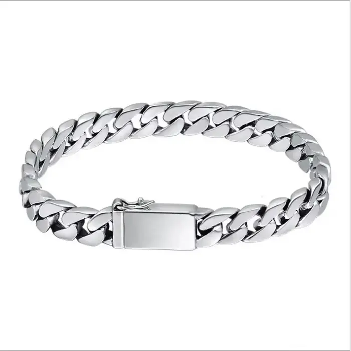 Bracelet en argent Sterling 100% S925, 8MM, Punk, bijoux en argent S925, ne se décolore jamais, cert