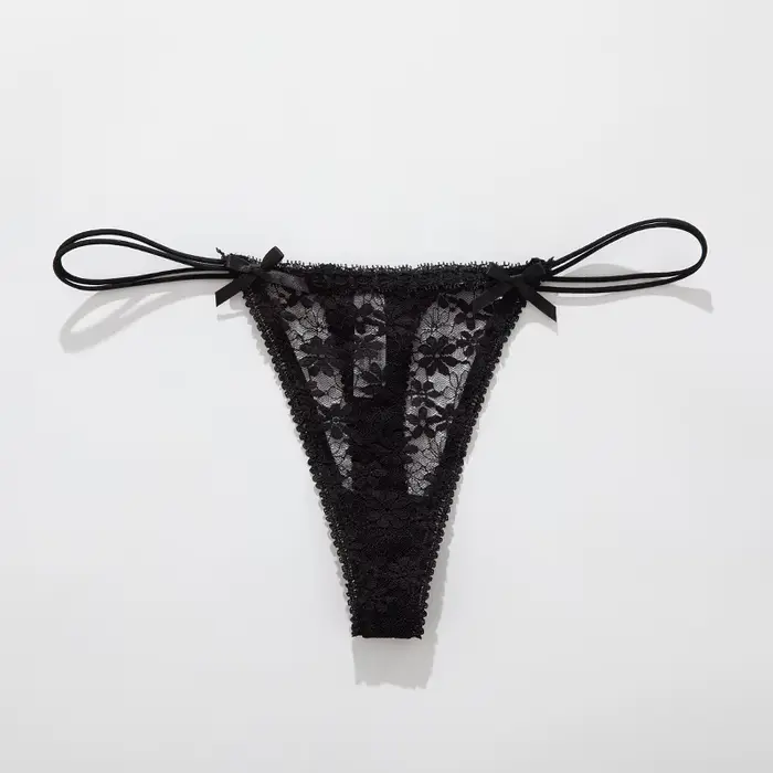 Culottes pour femmes, sous-vêtements féminins sexy en dentelle avec nœud, lingerie transparente resp