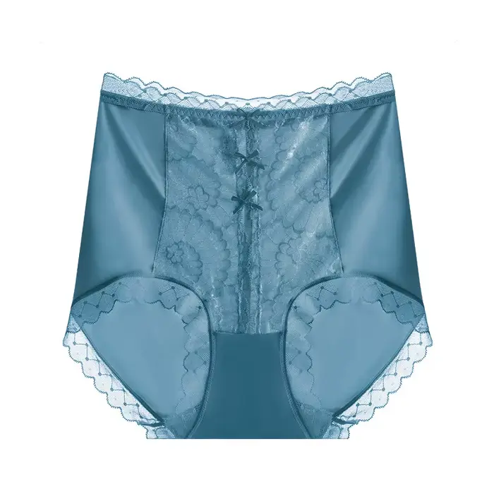 Taille haute dentelle femmes culottes glace soie mince élastique slips Lingerie sans couture luxe so