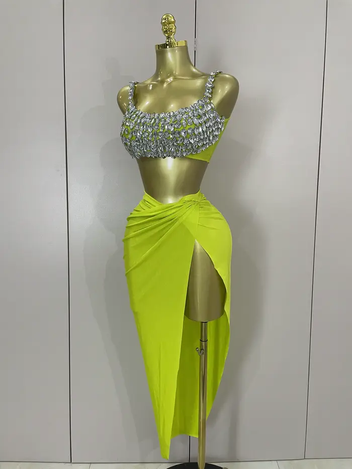 Dvojdielny sexy set s trblietavými kryštálovými diamantmi pre ženy