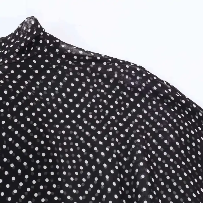 Ensemble deux pièces Streetwear pour femmes, chemisier à pois avec nœud papillon, jupe longue, chemi