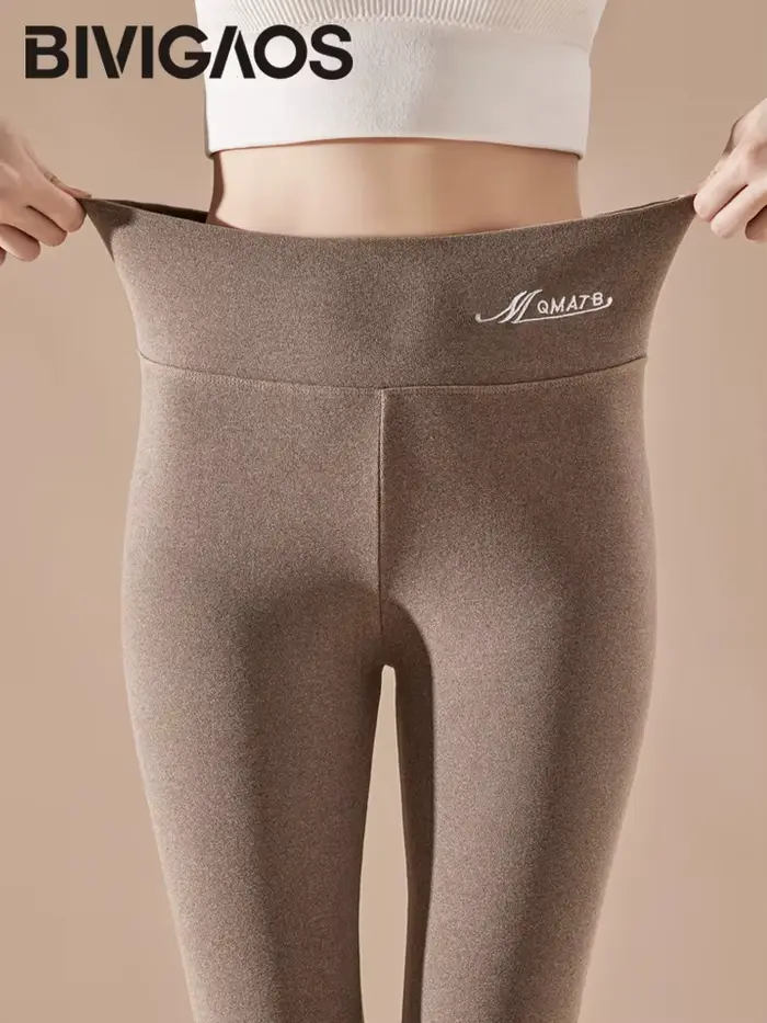 Legíny BIVIGAOS Polyester Elastan Čierna Khaki Fialová Ružová Šedá Príležitostné Jeseň Zimné Polar Bezšvové Veľkosti M L XL