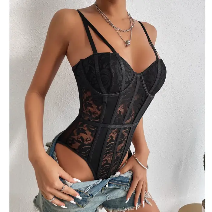 2026 Dámske bodywear Streetwear Sexy tvarovanie elegantné základné, Top korzet, telo Patchwork čipka Sexy