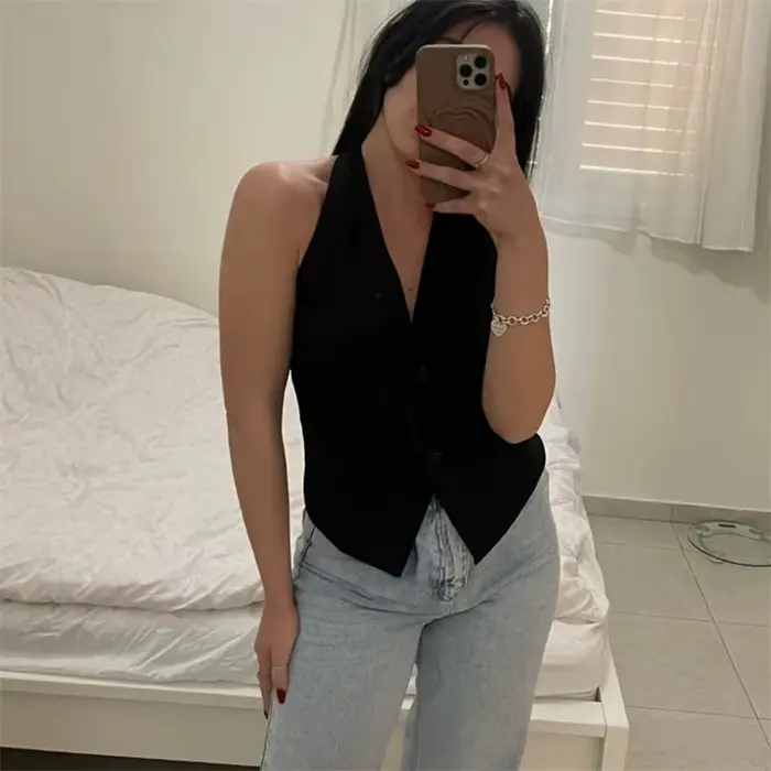 Mujer bunda z polyesteru s krátkym strihom a V-neck pre ženy high street štýl všetky ročné obdobia
