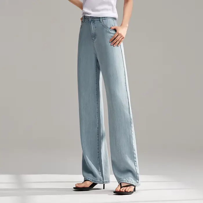 Jeans féminins Semir en lyocell à jambes larges, sensation de fraîcheur, coupe classique, confortable, polyvalent et flatteur pour femmes occasions estivales
