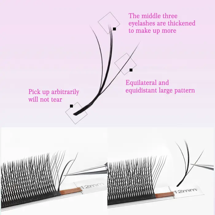 CoMango super doux trèfle 3D vaporeux noir extensions de cils naturels w cils 8-15mm plateau de méla
