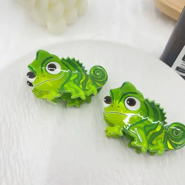 1 ks nová roztomilá kreslená zelená jašterica dinosaurus spona do vlasov zadná časť hlavy