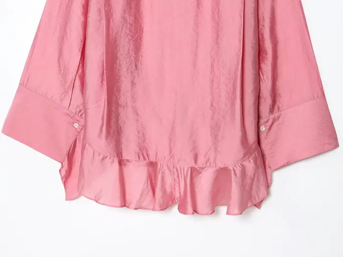 Chemise à volants rose douce et à la mode pour femmes, vêtements d'automne de style européen et amér