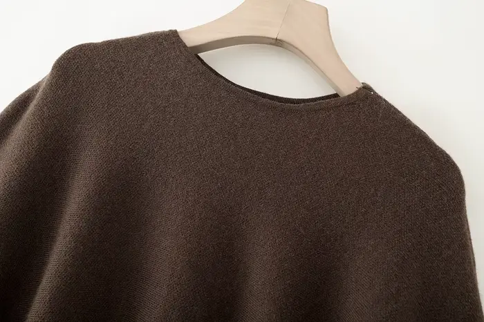 ETJ 2025 Nový módny oversized voľný pulóver s okrúhlym výstrihom a netopierími rukávmi