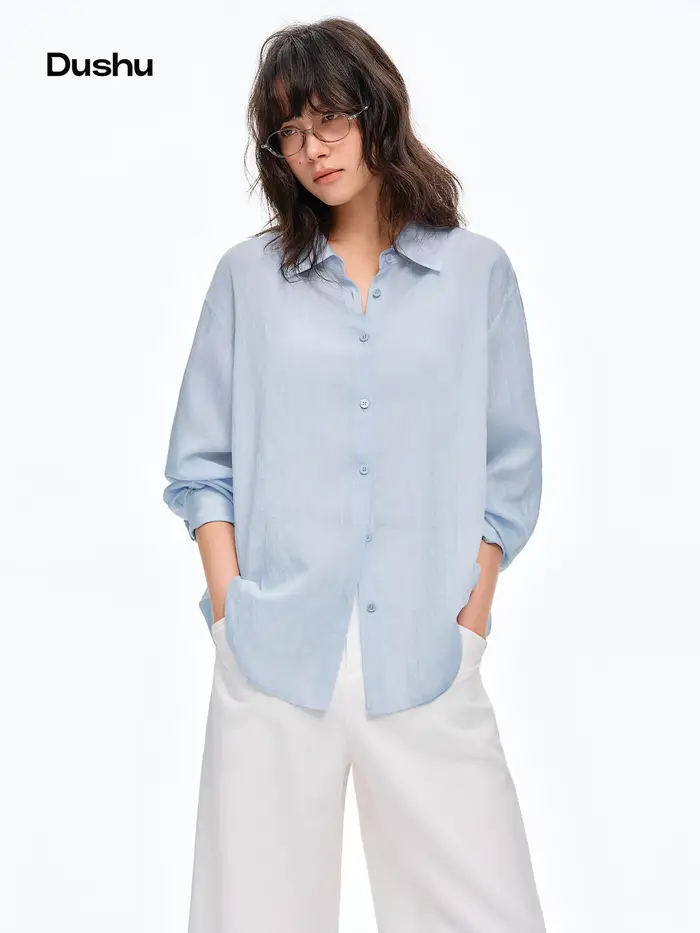 DUSHU 2026 – Nouvelle chemise d'été pour femme avec dentelle, protection solaire, légère, à manches 