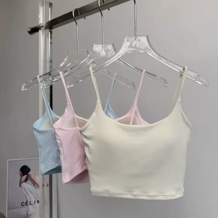 Dámska integrovaná športová podprsenka, ideálna pre jogu, beh a fitness, so sexy chrbtom, pohodlná na leto, štýl tielko