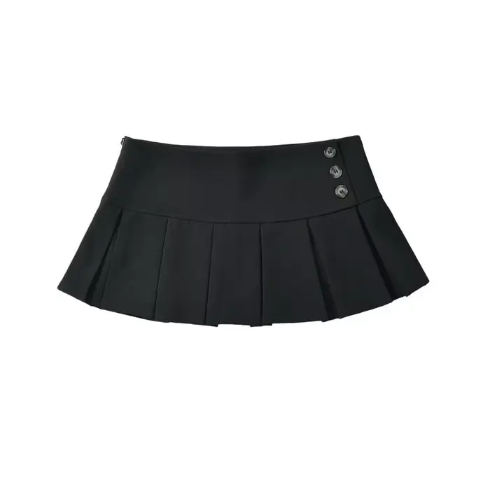 Mini-jupe plissée taille basse pour femme, 2 couleurs, jupe courte sexy Y2K, décontractée pour l'éco