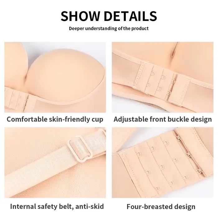Predné uzavretie Sexy podprsenka bez ramienok ženy Neviditeľné Push Up podprsenka spodná bielizeň pre ženy postavil bralette bezšvíkové