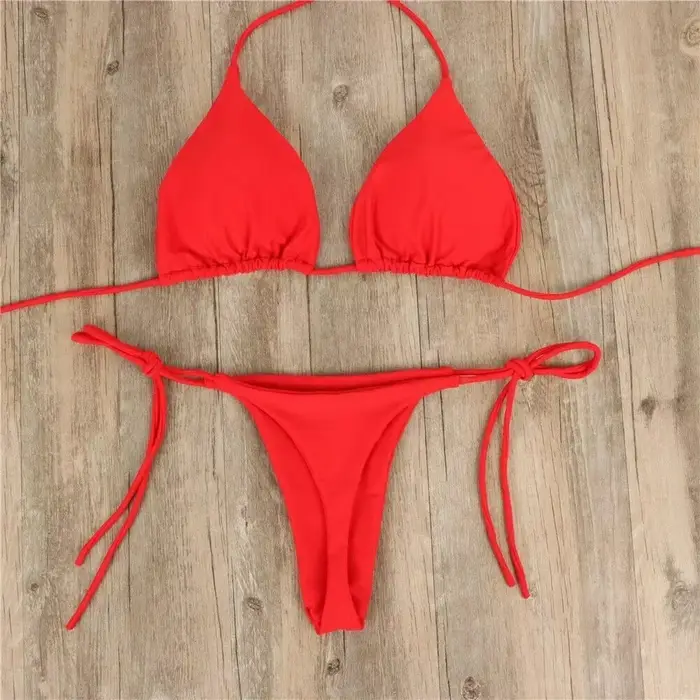 Dámske bikiná s viazaním na boku Sexy plavky Bandeau štýl Brazílske