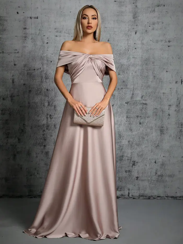 Mgiacy ligne cou irrégulière croix plissée robe en satin robe de bal robe de soirée robe de demoisel