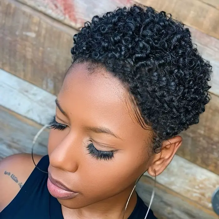 Perruque Glamorous Vague Crépue Afro Pixie Pour Femme Occasions Spéciales Cheveux Humains