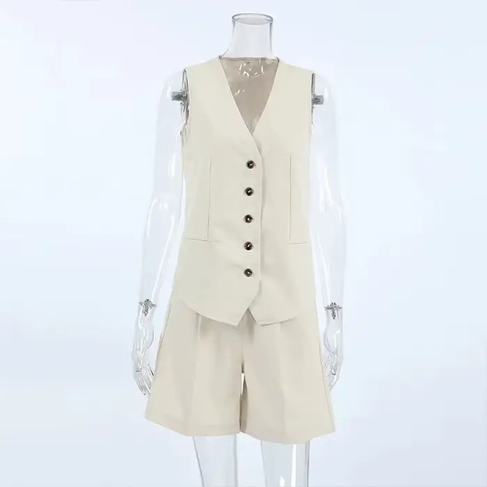 Dvojdielny retro bavlneno-ľanový voľnočasový set pre ženy