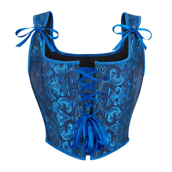 Ročník Jacquard čipka overbust korzet vysoké krátke ženy gotické bustier vesta viktoriánska móda tank telo Shaper korzet