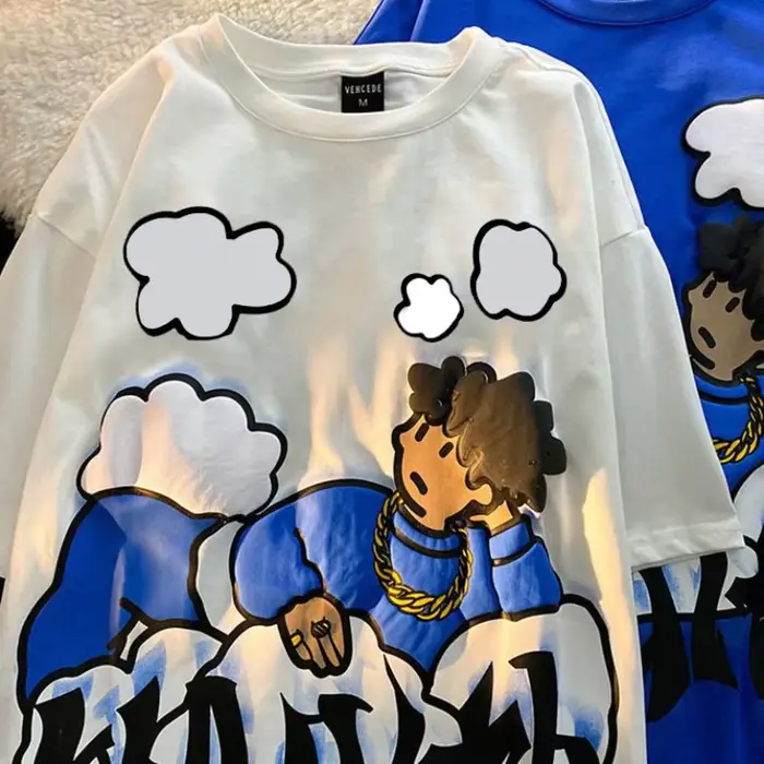 Harajuku oblaky Anime chlapec potlač high street tričká pre mužov Cool Hip Hop oversized voľné ležérne 10