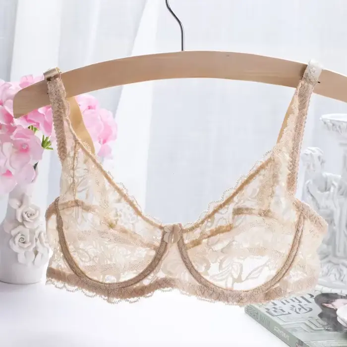 Sexy priehľadná čipková podprsenka pre ženy, pohodlná, elastická, drôtená, silná, priedušná, teplá spodná bielizeň, tiež cenná