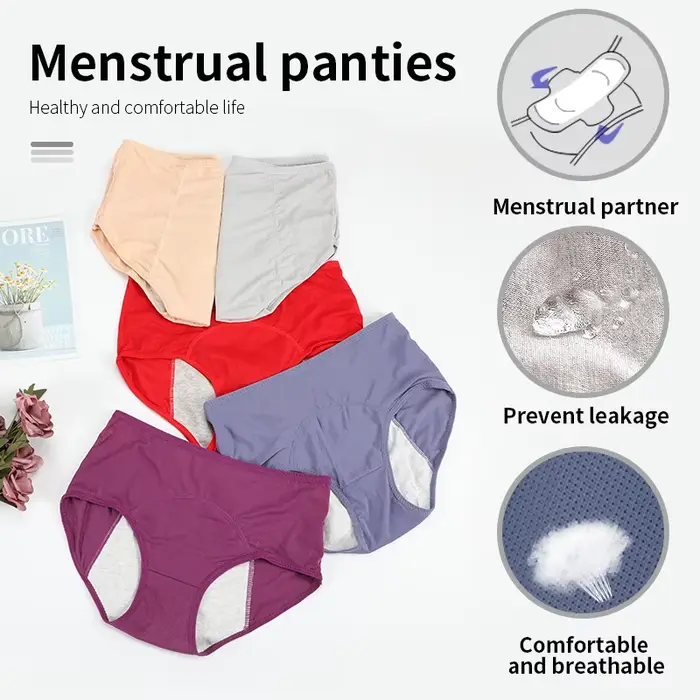 Sous-vetements menstruels coton polyester haute absorption femmes confort tranquillite occassions speciales