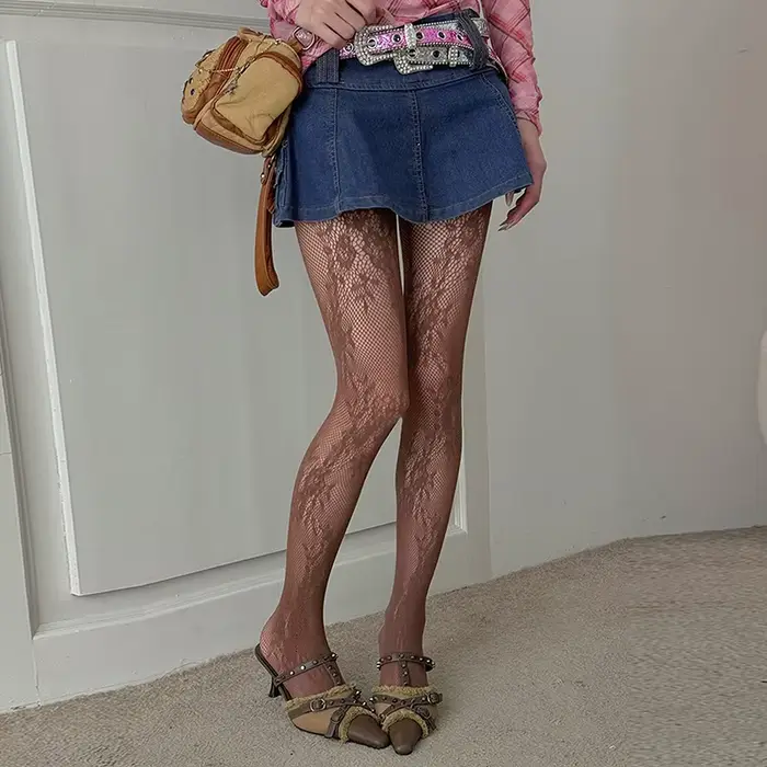 Roztomilé pančuchy Lolita ženy Sexy kvetinové čipky stehno vysoké nízke pančuchy spodná bielizeň pletené pletivo sieť pančuchy ženy pančuchy