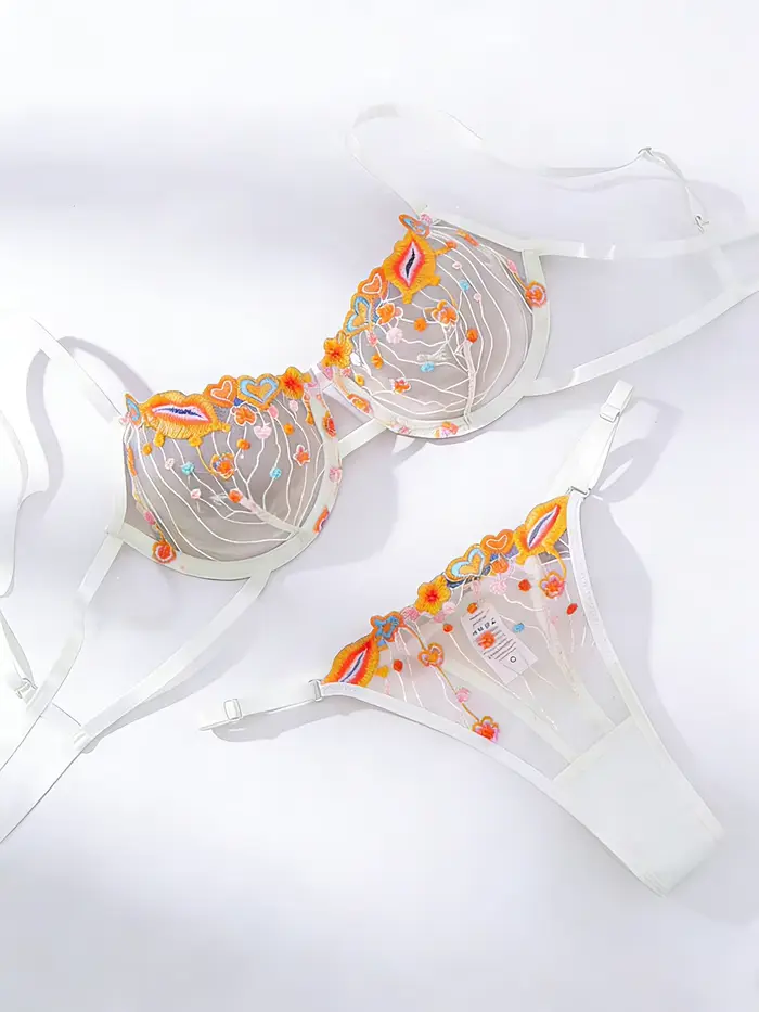 Sexy kvetinové vyšívané dámske spodná bielizeň nastaviť veľkosť S M L XL špeciálne príležitosti