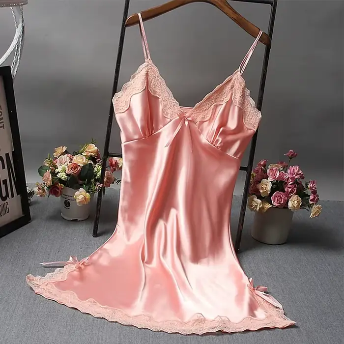Sexy čipka patchwork nočná košeľa, spodná bielizeň nočná košeľa, V-neck svadobné šaty, nočné oblečenie, sexy nočné košele pre ženy
