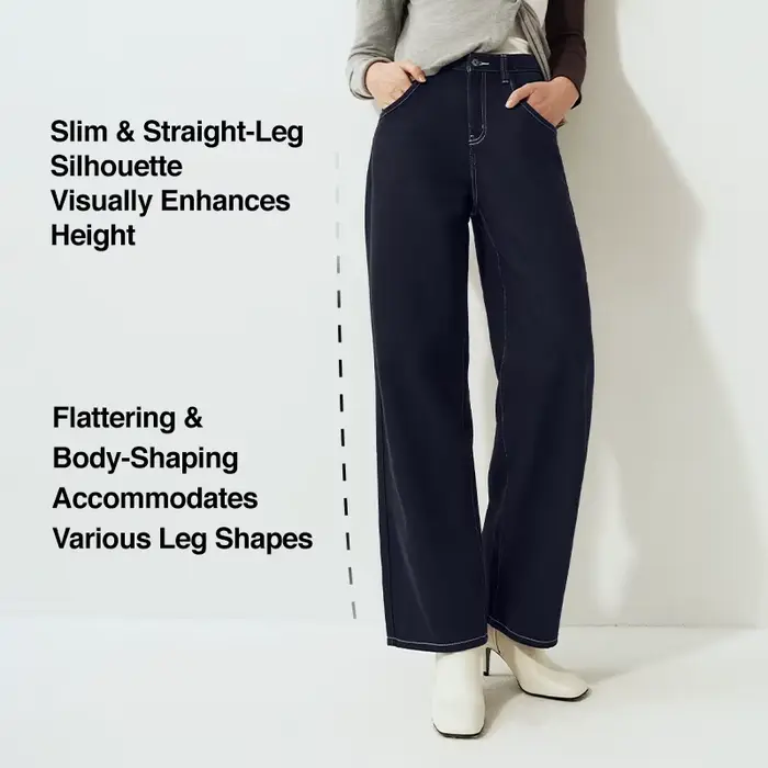 Semir jean femme jambe large doublé polaire confortable taille haute hiver 2025 nouveau pantalon lon