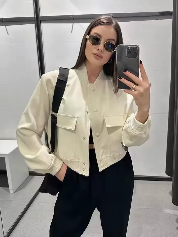 Veste bombers féminine vintage à boutons avec poches et manches longues pour femmes occasions spéciales