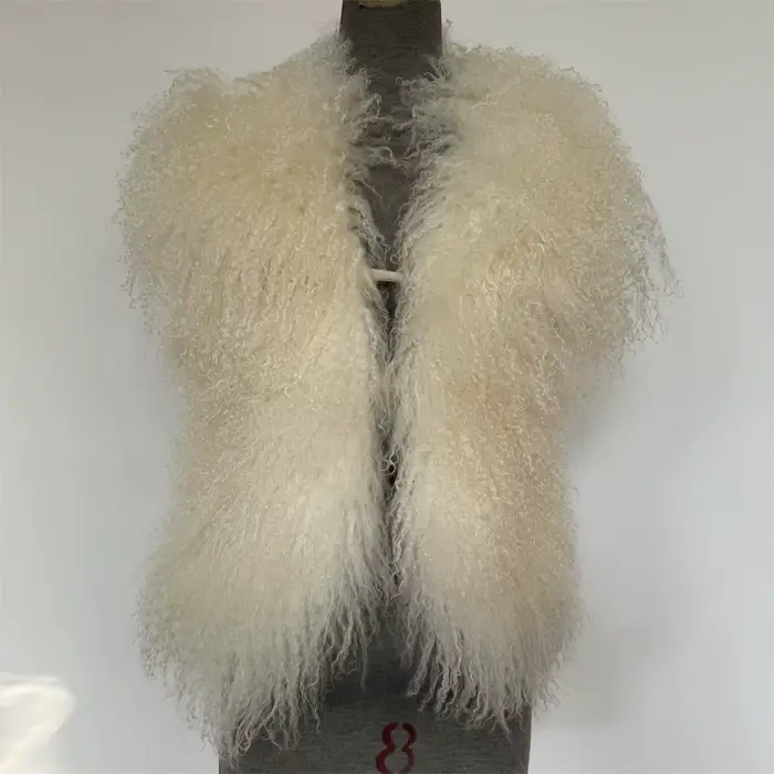 Gilets à col en V profond pour femmes, veste dos nu, haut moelleux, manteau à licou en fourrure mong