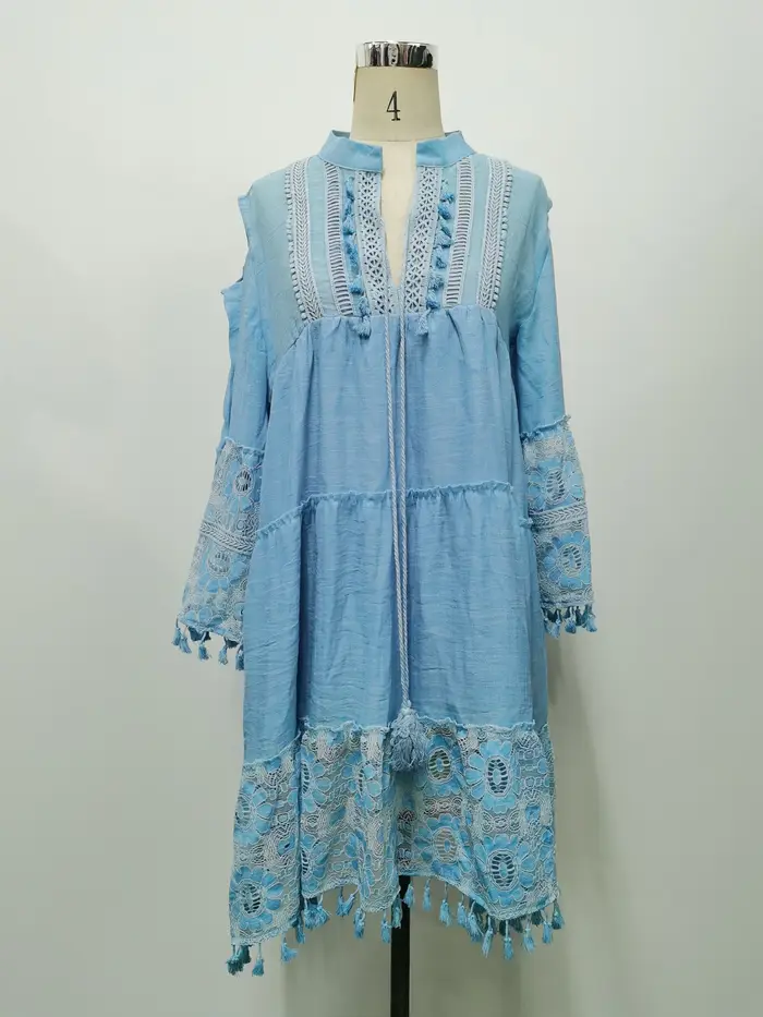 Mini čipkované boho šaty pre ženy