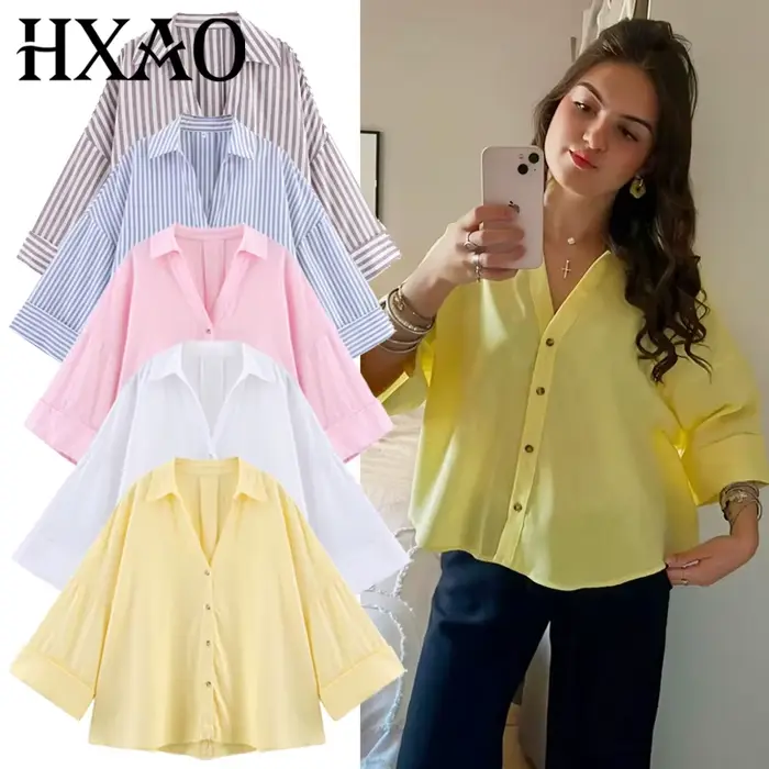 HXAO dámska košeľa oversized letná