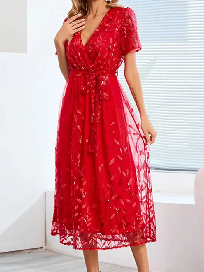 Robe Blanche Brodée à Paillettes pour Femme, Manches Courtes, Maille, Élégante, Mode Bandage, Mince,