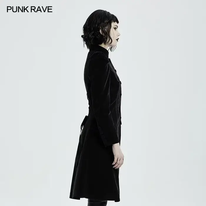 PUNK RAVE - Gotický polodlhý kabát pre ženy