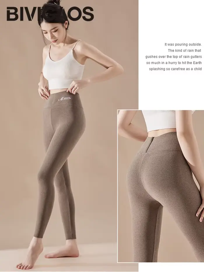 Legíny BIVIGAOS Polyester Elastan Čierna Khaki Fialová Ružová Šedá Príležitostné Jeseň Zimné Polar Bezšvové Veľkosti M L XL
