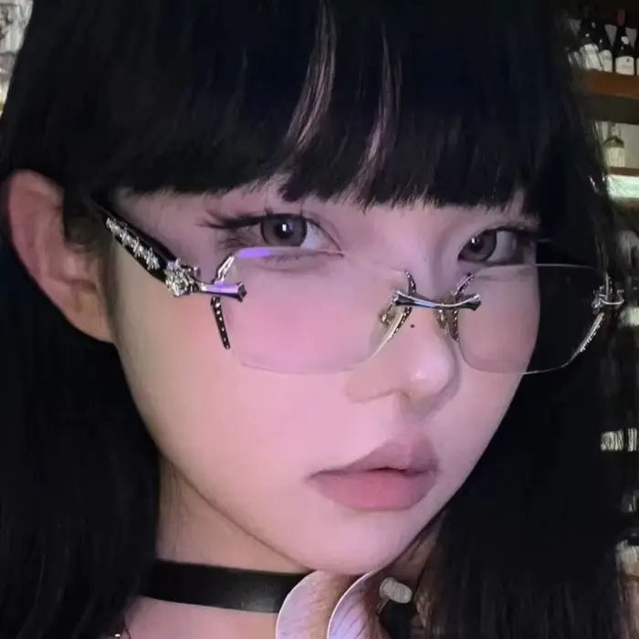 Y2K – lunettes Vintage sans cadre à bords coupés, Anti-fatigue oculaire en métal, Anti-lumière bleue
