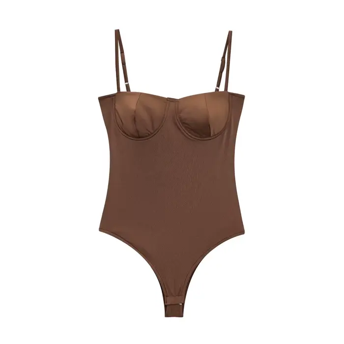 Zevity 2025 femmes Sexy Spaghetti sangle Style intérieur vêtements de plage body dames doux mince ma