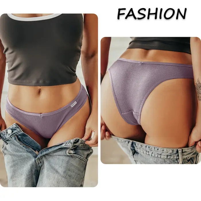 Culotte brésilienne en coton pour femmes, sous-vêtements Sexy, taille en V, couleur unie, taille bas