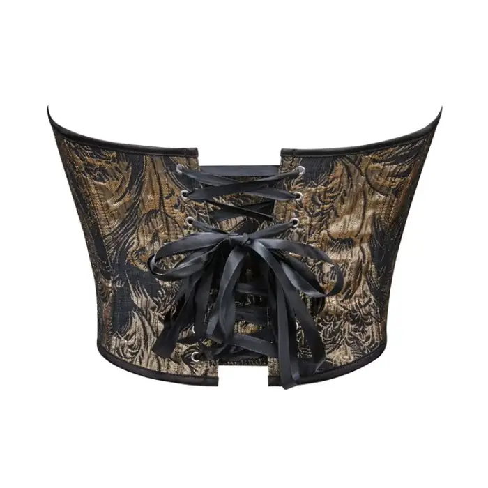 Sexy krátky korzet pre ženy, vintage stredoveký štýl, kvetinová tlač, čipka-up, sochárstvo bustier, pre krátke trup, čierna a zlatá, Korsett móda