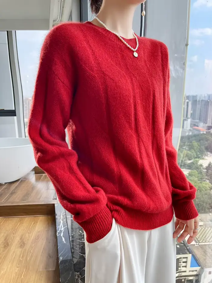 100% merino vlnený sveter pre ženy, okrúhly výstrih, mäkký a pohodlný, ideálny na jeseň a zimu, elegantný a praktický