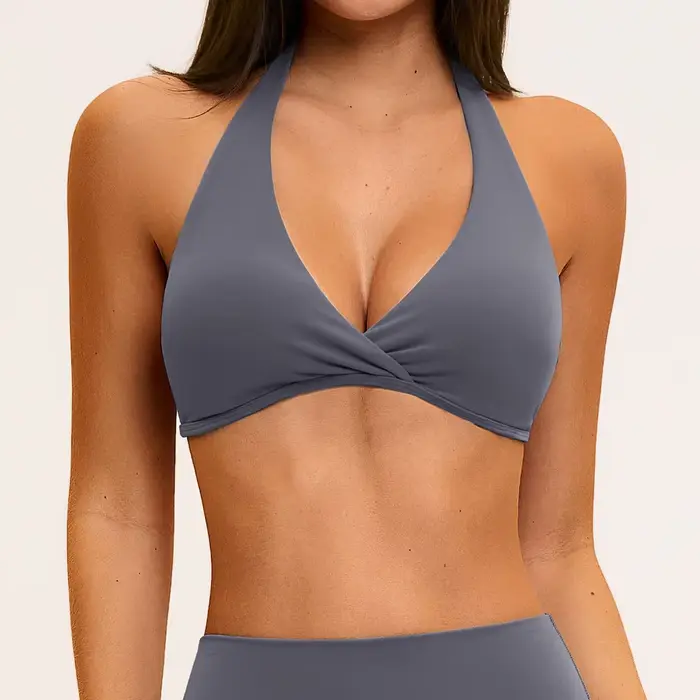 Soutien-gorge de yoga pour femme, sous-vêtements de sport pour la gym, sensation seconde peau, rembourré, hauts de fitness pour l'entraînement, sous-vêtements de sport yoga à col halter pour femme