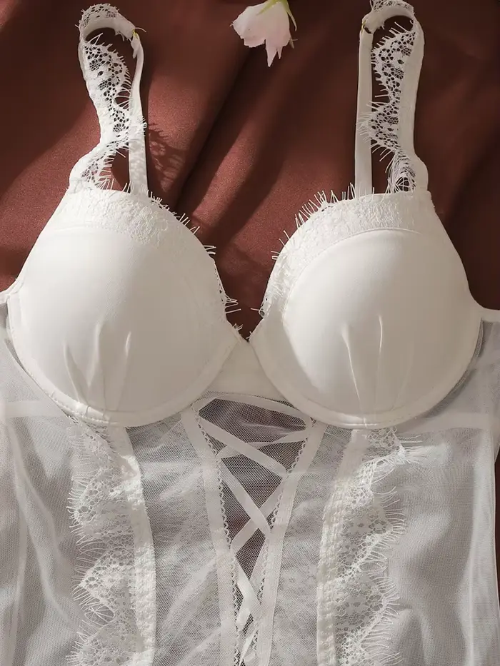 Sexy spodná bielizeň set Belamimi bez ramienok čipky podprsenka a nohavičky tri štvrtiny pre ženy špeciálne príležitosti
